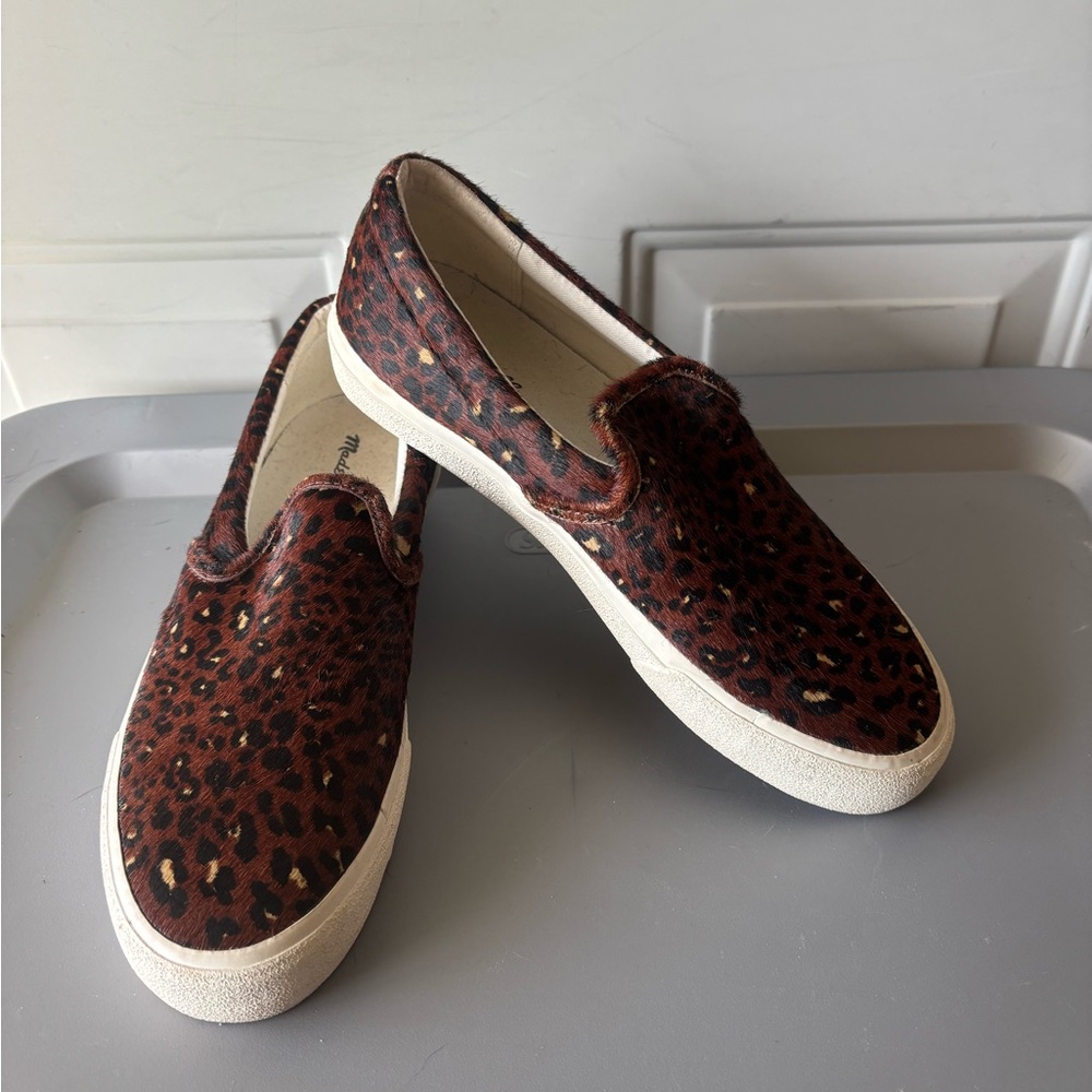 Madewell leopard print calf hair slip on shoes size 9 M